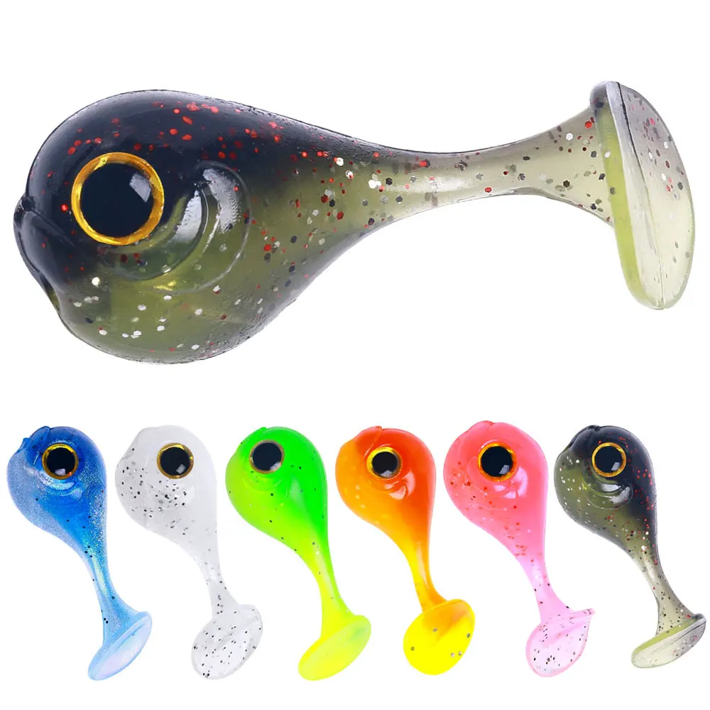 10pcs/bag rubber fish Soft lures swimbait Tadpole shape rubber fish ...