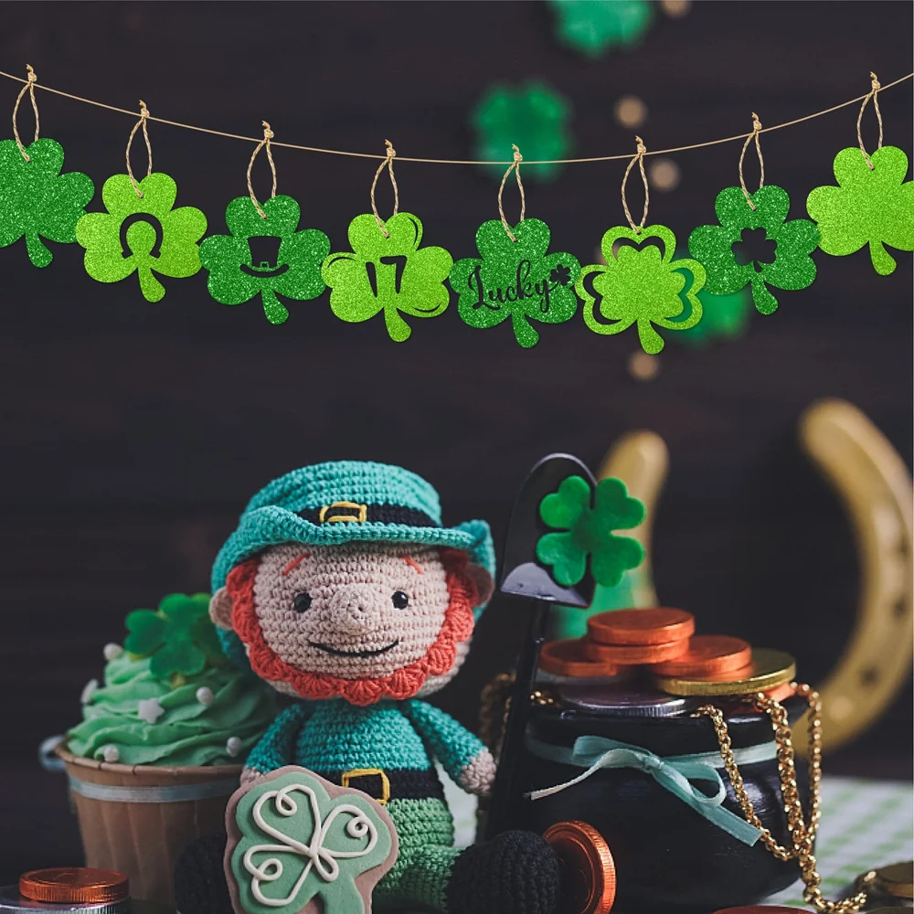 Green Shamrock Image Hanging Ornaments/Pendants for Home Kitchen Room Office Events Party Plants Outdoor Decor