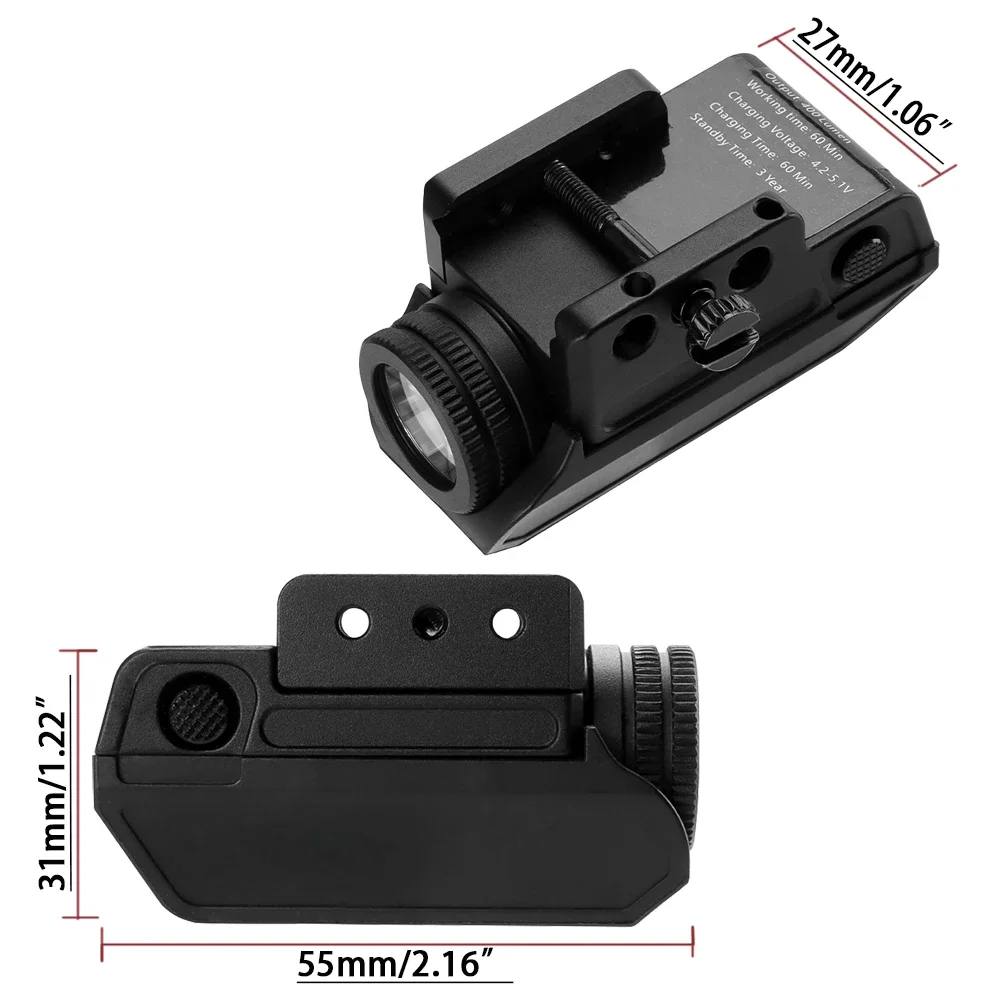 Tactical LED Flashlight 500 Lumens USB Rechargeable Gun Light