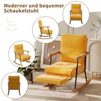 Fauteuil à bascule Superaly, fauteuil à bascule avec accoudoirs, repose-pieds réglable, avec structure en métal, jaune brunâtre 3