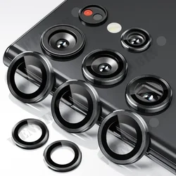 Premium 2 - Pack Tempered Glass Camera Lens Protector with Metal Ring - Samsung S24 FE (Black)