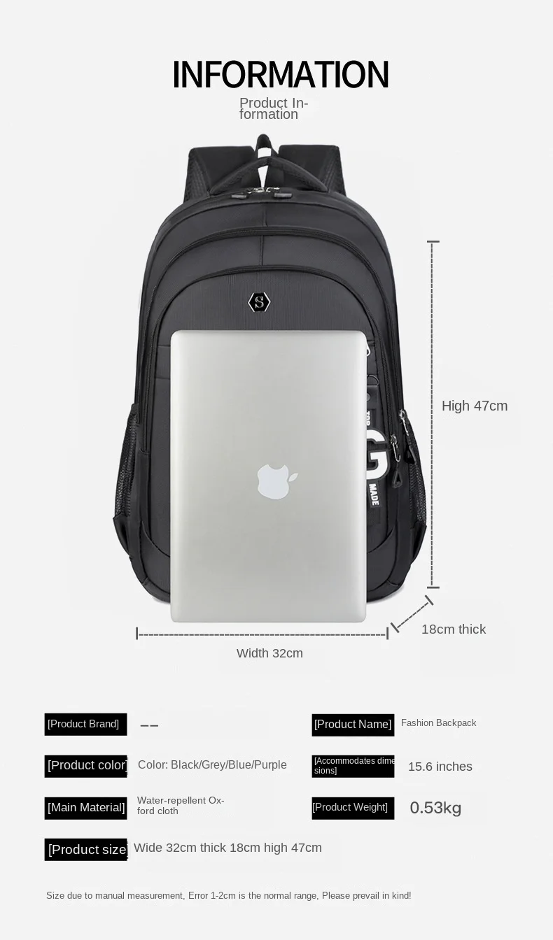 Rucksack Student Schultasche Reiserucksack Koreanische Version Männer Und Frauen Business Casual Computer Doppelte Umhängetaschen Im Angebot – Detail 4