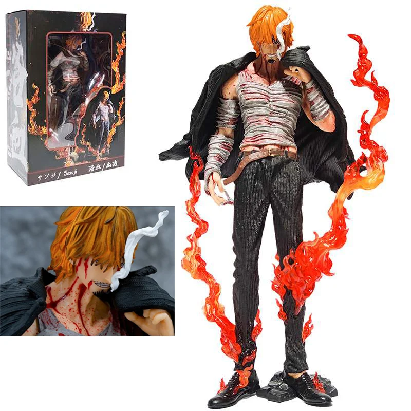 

Экшн фигура Vinsmoke Sanji с эффектом поврежденного огня, игрушка для коллекционирования, кукла, подарок на Рождество, в коробке, 28 см