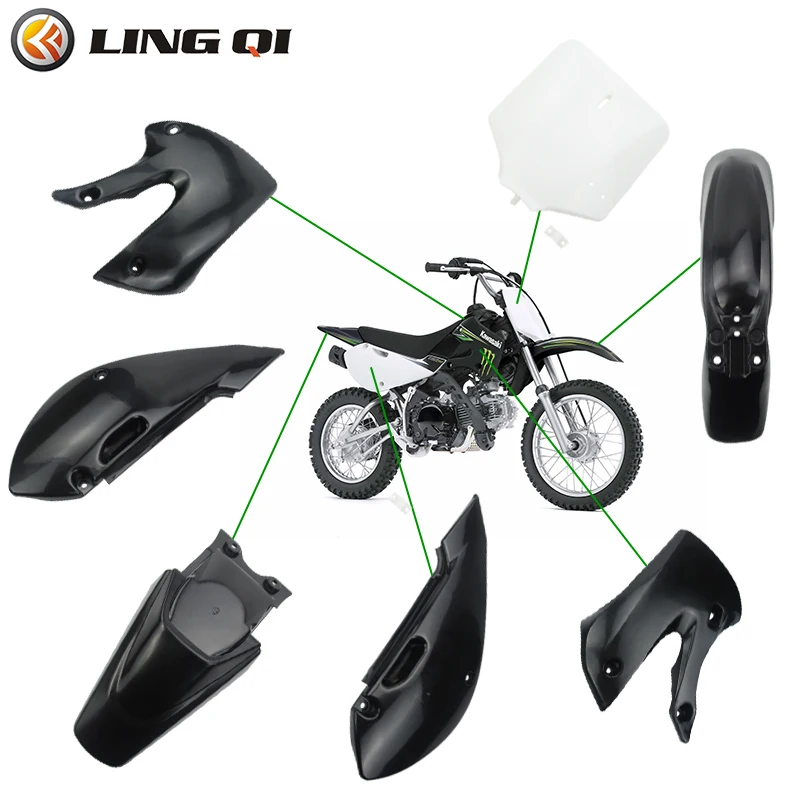 KLX110 motorcycle parts dirt bike plastic Fairing Fender Kit and number plate For KLX 110 KX65 DRZ110 RM65