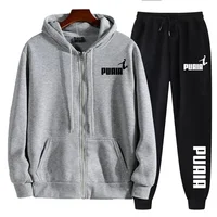 Ensemble de survêtement pour homme automne-hiver, 2 pièces, sweat à capuche zippé + pantalon de jogging, vêtements de sport décontractés, fitness, course à pied, tenue de tous les jours 3