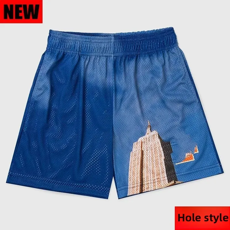 New American Casual Basketball Shorts Street Style Trendy Brand Popular Mesh Four-Fold Cross Shorts Sports Leisure Pants
