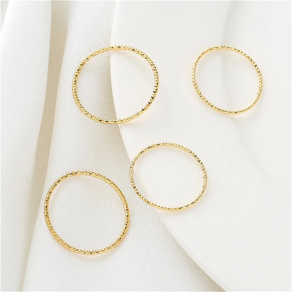 

14K package gold batch flower ring simple ins wind ring combination tail ring female tide handmade diy closed mouth finger ring
