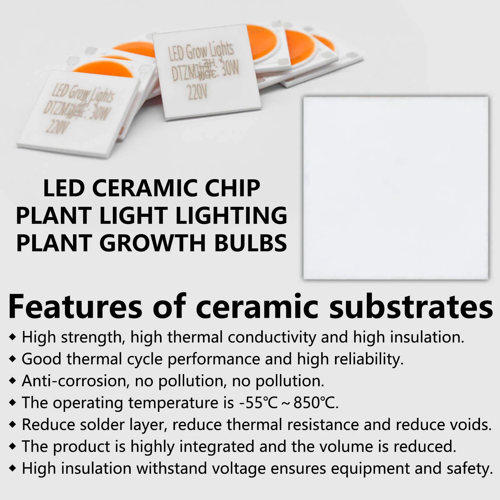 5pcs Ceramics Base LED COB Chips Full Spectrum Bulb 4KV AC 220V 10W 20W 30W For Plant Seedling Grow And Flower Growth Lighting