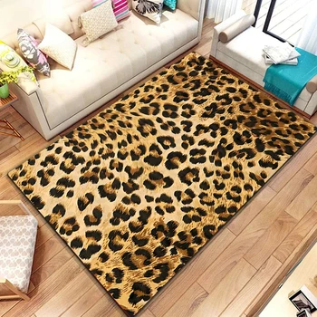 Leopard Print Carpet African Safari Animal Skin Fur Print Rug For Bathroom Living Room Wild Animal Floor Mat Entrance Doormat