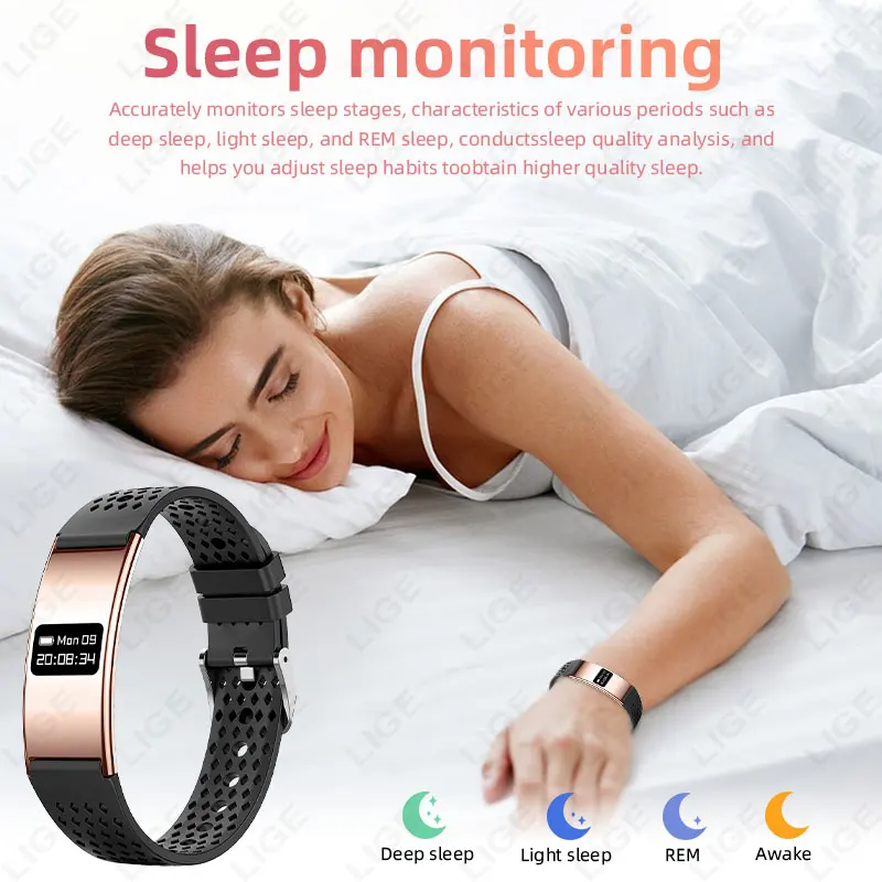 LIGE Ultra-thin Fashion Smart Wristband Pedometer Health Women Men Sports Waterproof Watch Heart Rate Blood Oxygen Bracelet 2026