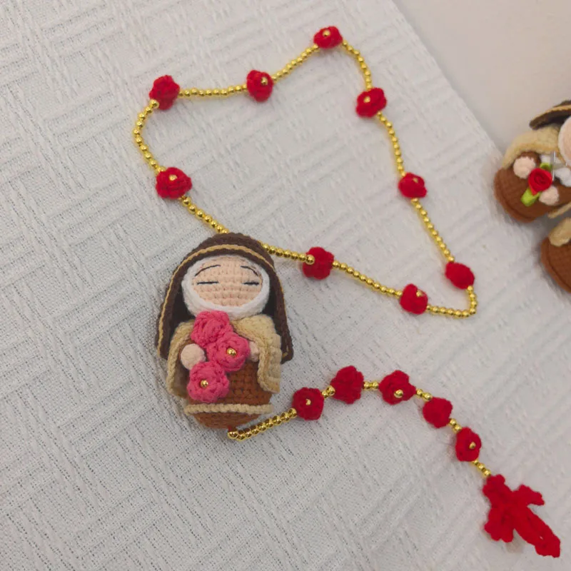 Crochet Flower Decor, Crochet Rosary for Christening, Communion, Christmas Gift