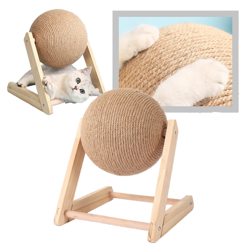 Cat Scratching Ball Toy Kitten Sisal Rope Ball Board Grinding Paws Toys