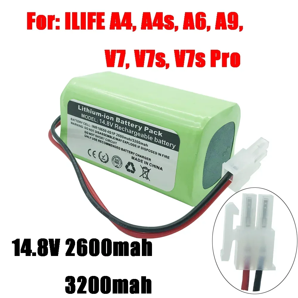 

14.8V Li-lion Battery For ILIFE A4s/A7/V7s Plus/V55 Pro/W400/A9s PX-B020 Robot Vacuum Cleaner 14.8v 2600mah Batteries CR130 Part