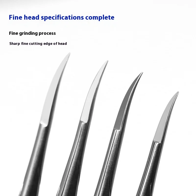 Stainless Steel Scissors Curved/Straight Head Micro Castroviejo Cornea Scissors Hand Tool Stainless Steel Instrument Ophthalmic