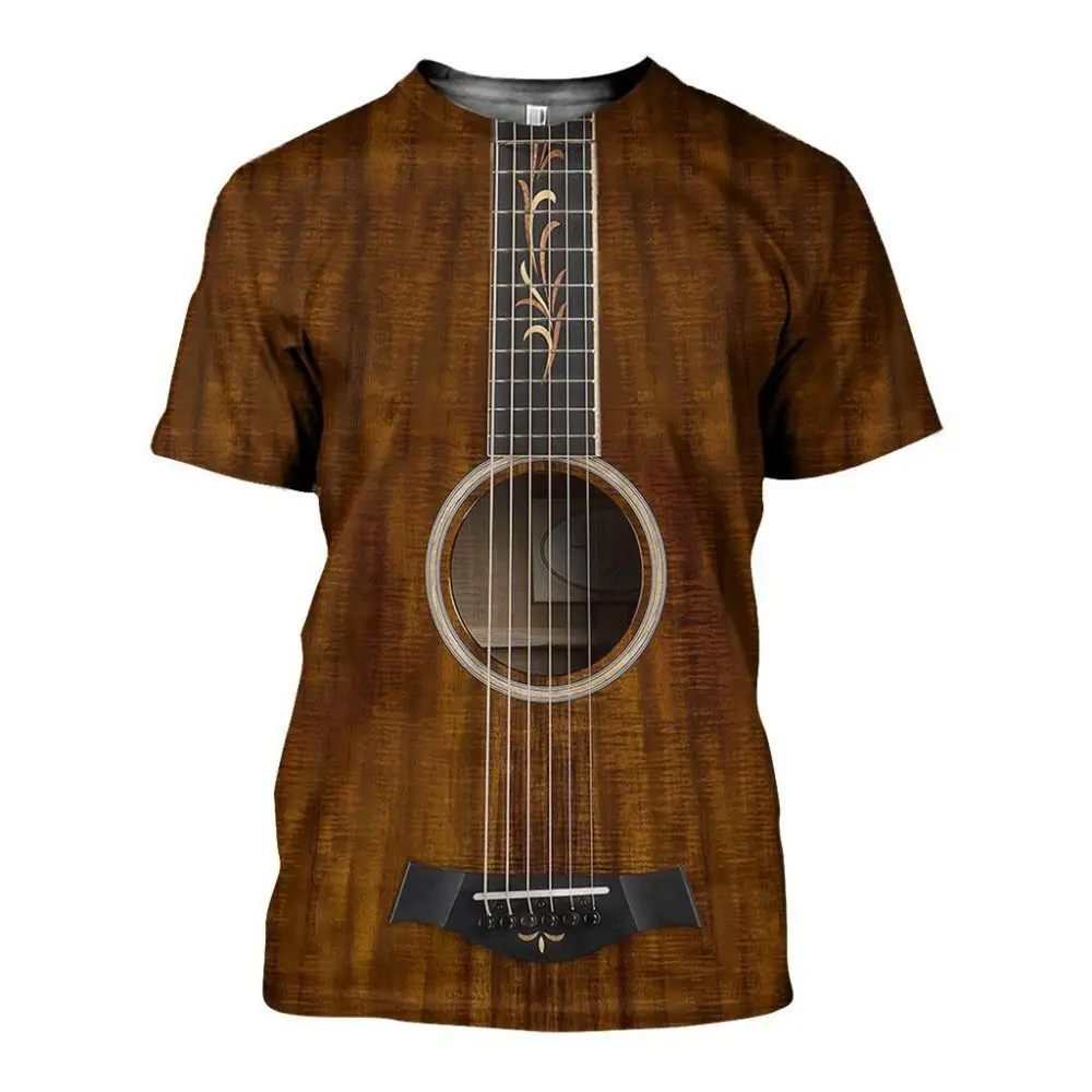 

Music T-Shirt For Men 3D Print Sax Electric Guitar T Shirt Classic Music Fashion Short Sleeve Hip Hop Tee Pop Loose Casual Shirt
