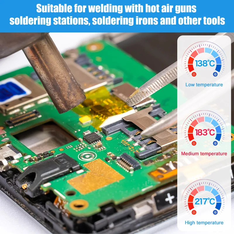 KELLYSHUN 무연 납땜 페이스트, 138 ℃ Sn42Bi58 액체 플럭스 납땜용, smd BGA PCB IC LED 재작업 용접 페이스트 플럭스