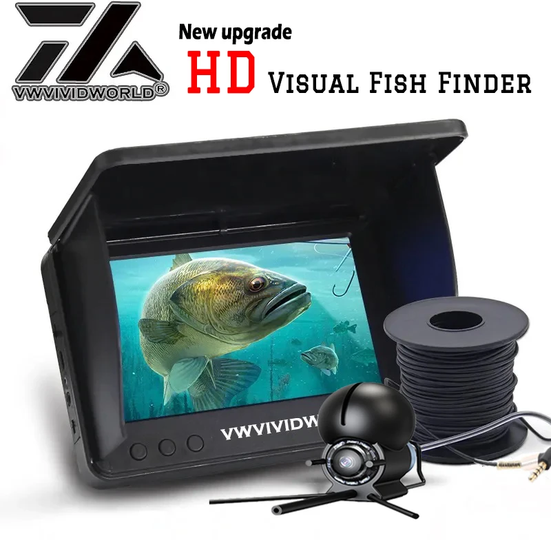 VZb Fish Finder LCD 5.0/4.3 Inch Display Underwater 220° Fishing Camera  Waterproof IPS 1080P 9 Hours Endurance Night Vision
