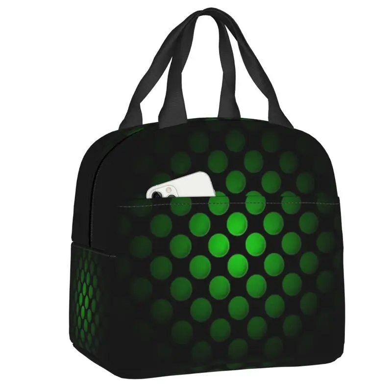 

Vintage Xbox Lover Green Dotted Insulated Lunch Bag for Outdoor Picnic Leakproof Thermal Cooler Lunch Box Women Children