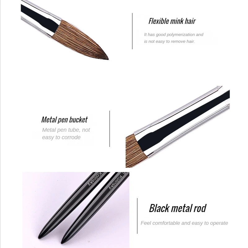 1Pcs Kolinsky Acrylic Nail Brush - Black