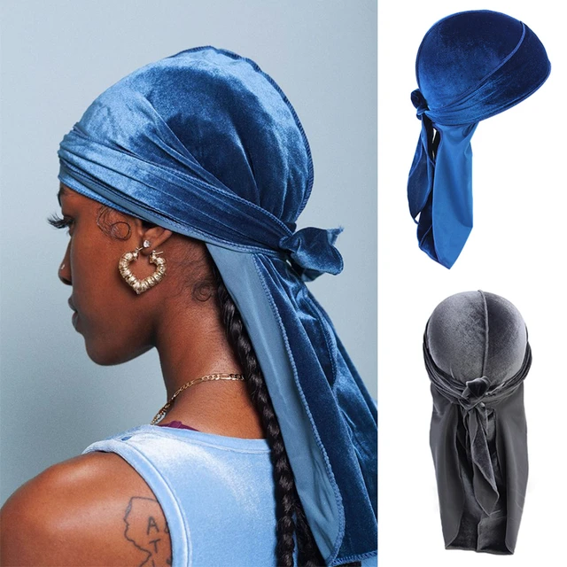 New Unisex Solid Color Soft Velvet Longtail Pirate Hat Breathable Bandana  Durag Long Ribbon Cape Baotou Headband Du-Rag - AliExpress