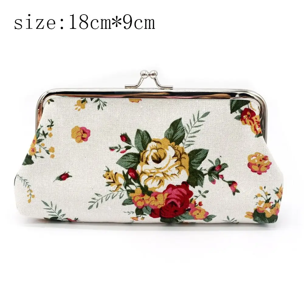 Purse Handbag Canvas Coin Purse Card Holder Key Bag Change Bag Cosmetic Bags Wallet Rose Money Bag Floral Pattern Wallet Purse