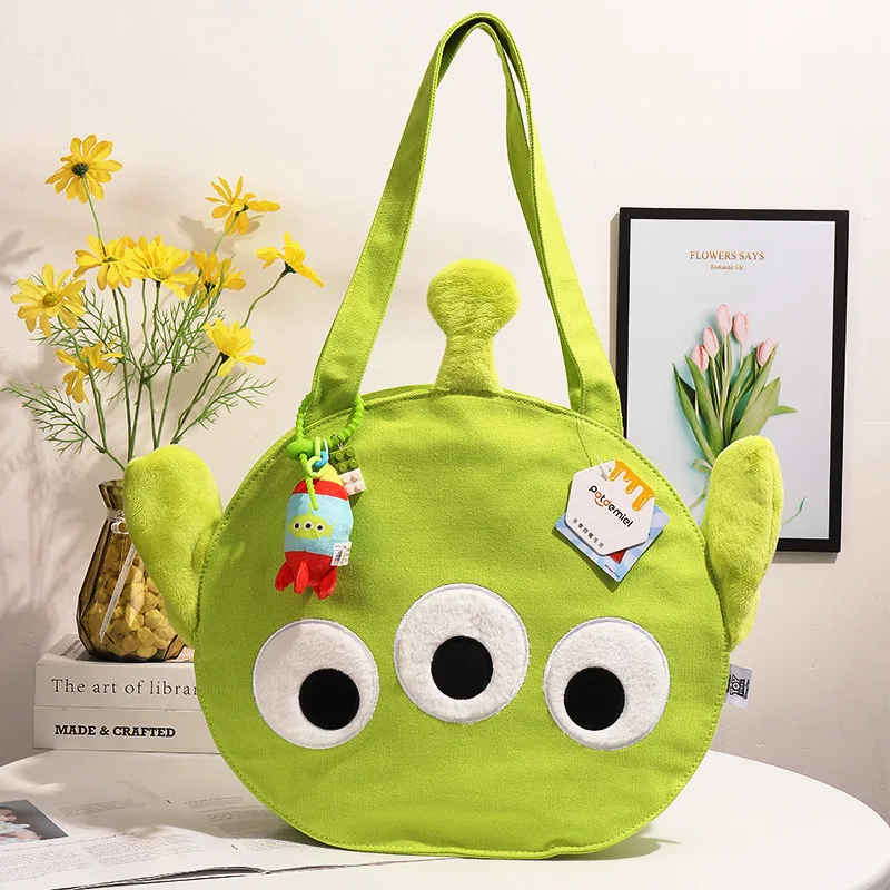 

Genuine Disney Pixar Toy Story Alien Checkerboard Shoulder bag Large capacity shopping bag Tot bag