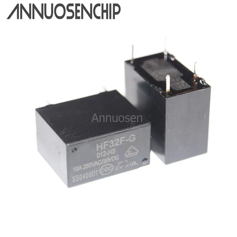 1 Stück HF32F-G-012-HS Relais – 12 V, 10 A, 4 Füße, JZC-32F-G-012-HS, Für Steuerungen & Co.