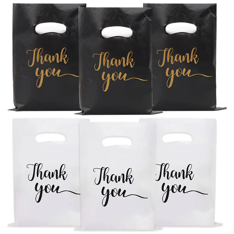 30/50/100pcs Thank You Gift Bags Plastic Candy Cookie Packaging Bag for Wedding Birthday Party Favors Small Business Supplies