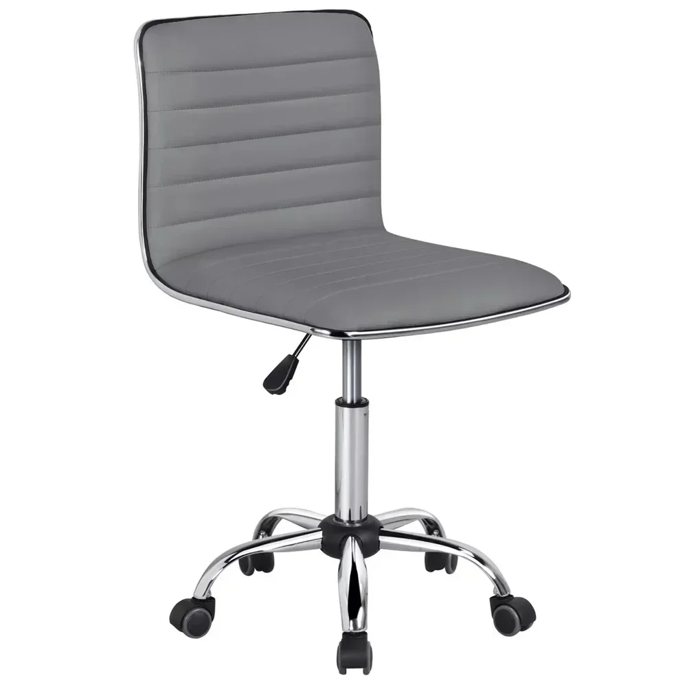 

SMILE MART Modern Adjustable Armless Faux Leather Swivel Office Chair, Gray