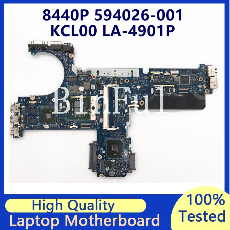 Placa-mãe do Portátil para hp 594026001 594026501 594026601 Kcl00 La4901p Placa-mãe com Slbtn I7-640m Cpu 100 Testado ok