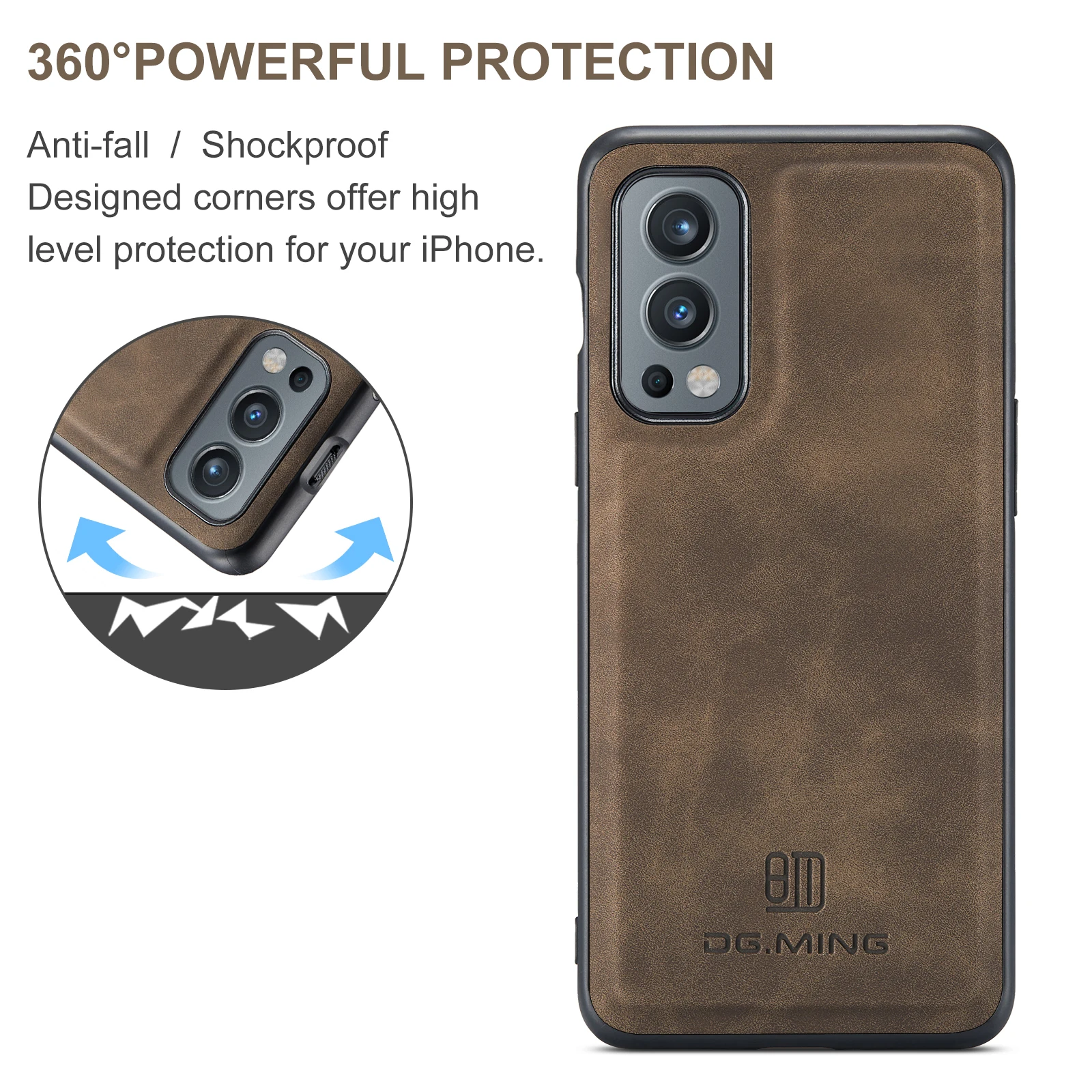 DG MING Strong Magnetic Retro Leather Phone Case Cover
