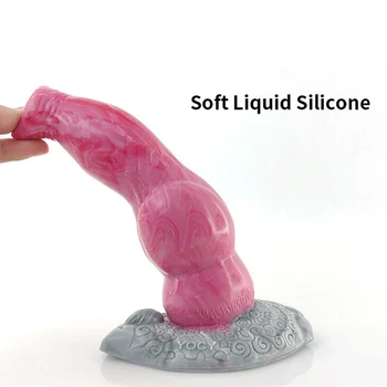 YOCY Large Animal Wolf Knot Dildo Vibrators For Men Massager Anal Prostate 10 Modes Vibrating Remote Soft Silicone Fantasy Dildo 3
