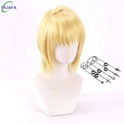 Premium Kurapika Cosplay Wig - Short Light Golden, Heat Resistant Synthetic Hair with Wig Cap (Wig and Handrings)