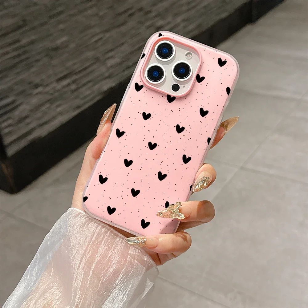 Love Heart Polka Dot Matte Soft Phone Case