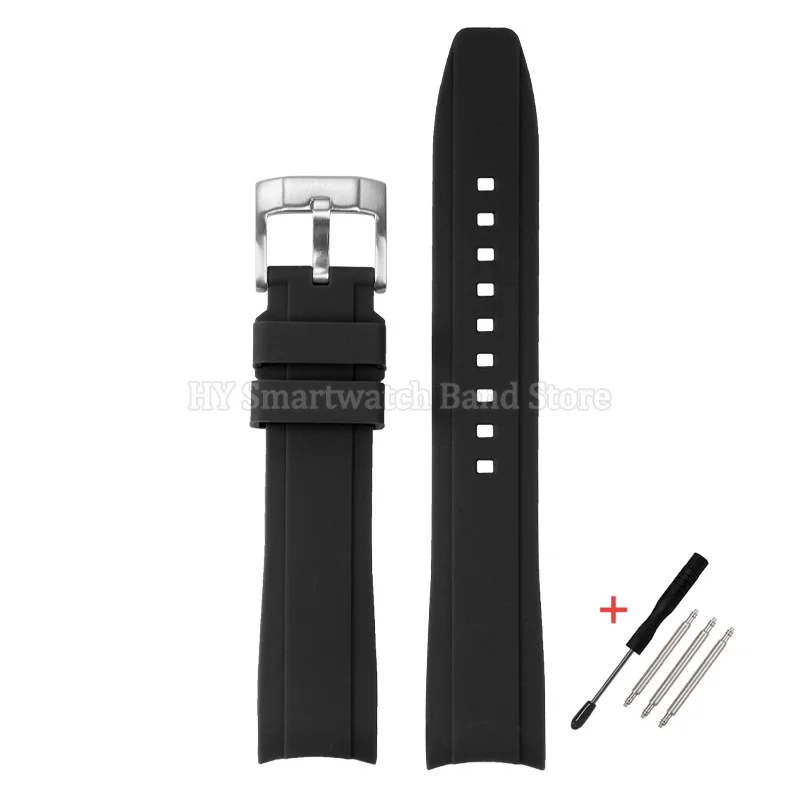 Waterproof Silicone Sport Watch Strap with Curved Ends - 20mm or 22mm