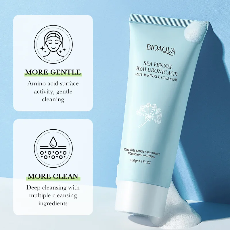 Sea Fennel Hyaluronic Acid Facial Cleanser Moisturizing Firming Brightening Face Wash Foam