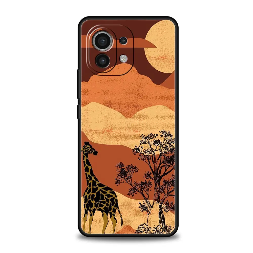 Giraffe Design Silicone Black Phone Case