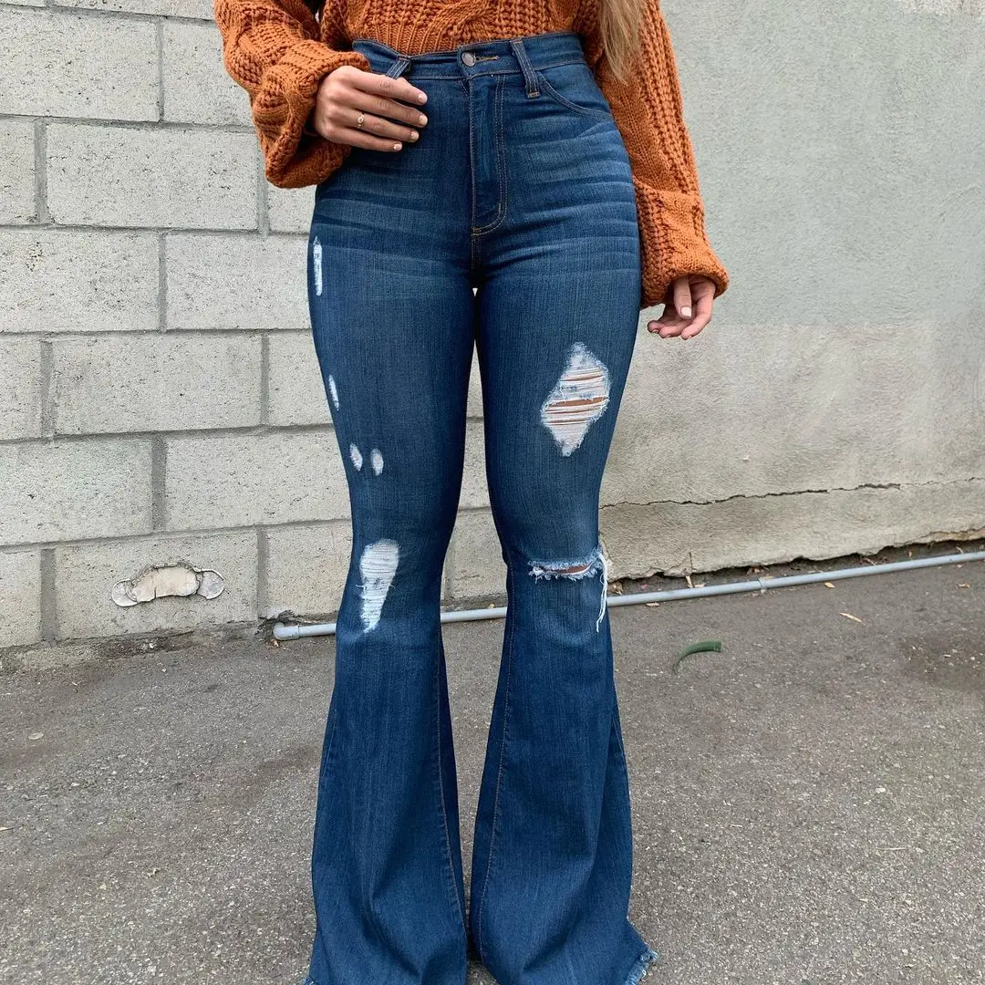 

Women's Denim Wide Leg Flare Jeans High Waist Stretchy Vintage Woman Baggy Pants Mom Jeans Femme Trousers Pantalones De Mujer