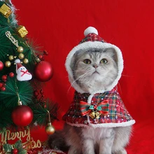 강아지 후드 망토 고양이 크리스마스 망토 모자, 강아지 새해 망토, 따뜻한 옷, 애완 동물 봉제 숄, 가을 겨울 코트, 애완 동물 액세서리