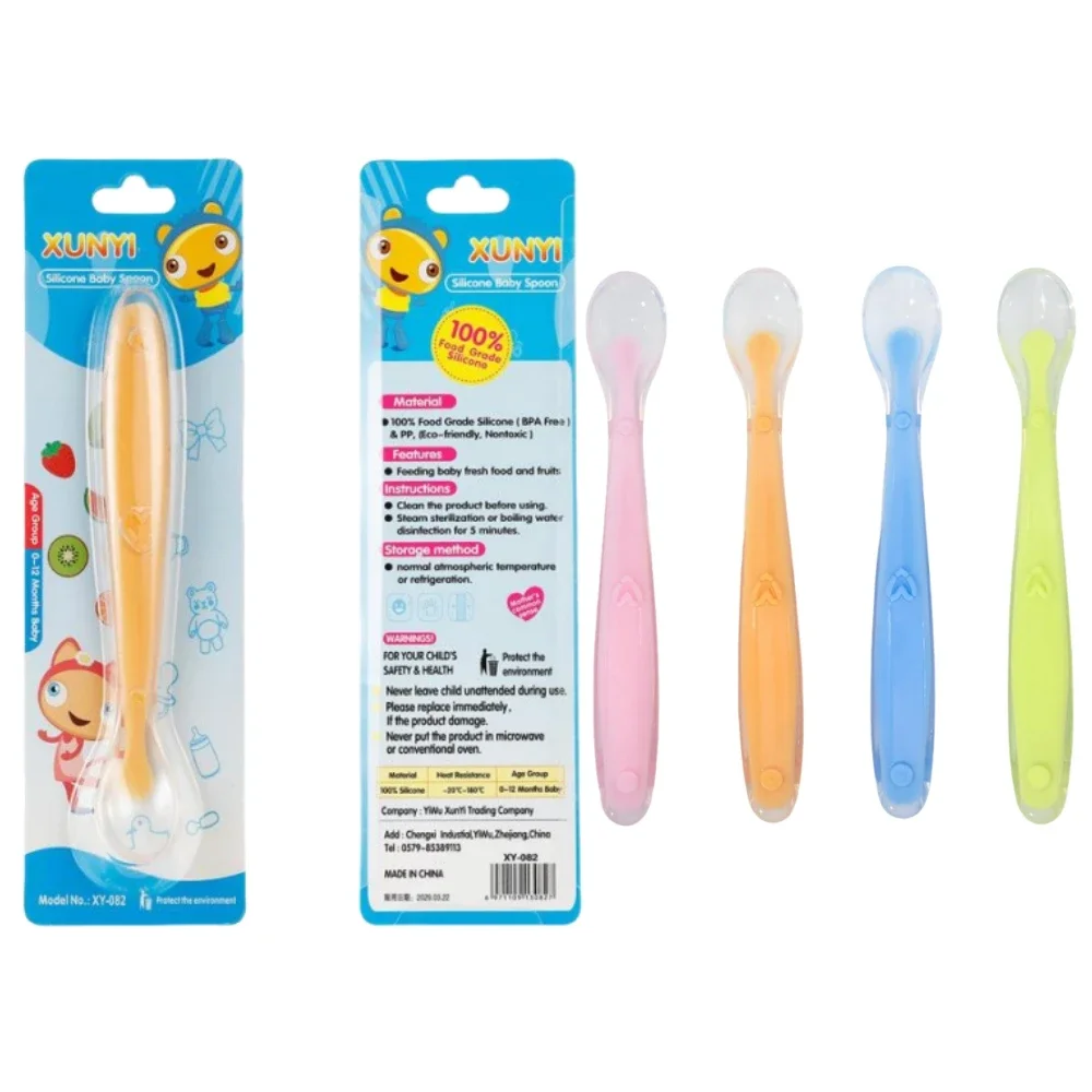 Baby spoons soft silicone toddler complementary food feeding training spoon for infants soft tip spoon children stuff tableware silicone feeding spoon silicone cutlery set learning spoons baby cutlery