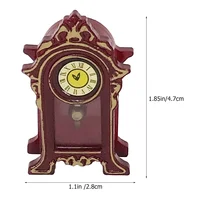 Miniature Pendulum Clock Mini Classical Mantel Clock Small Wooden Figurine House Floor Clock Decorative Table Clock Wooden 2