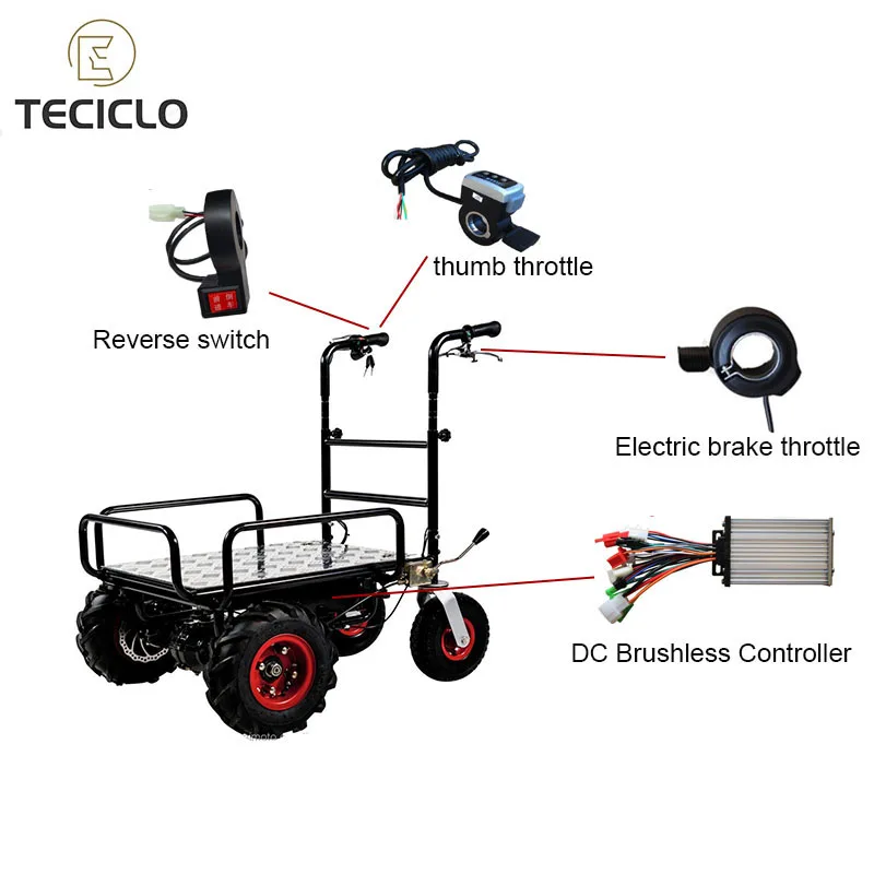 Electric Trolley Kit 24V/36V/48V 250W/350W/400W/500W/800W/1000W Brushless Controller Brake Thumb Throttle Reverse for Trolley 1