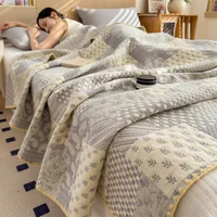 1pc Summer Quilted Quilt,Cotton Gauze Throw Blanket,Air Condition Comforter,Jacquard Bed Cover Bedspread Bedding بطانية اريكه 1