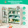 Kids Bookshelf with Toy Organizers and Storage, Multi-Purpose 4-Tier Shelf & 6 Removable Plastic Bins to Organize Books Toys 5