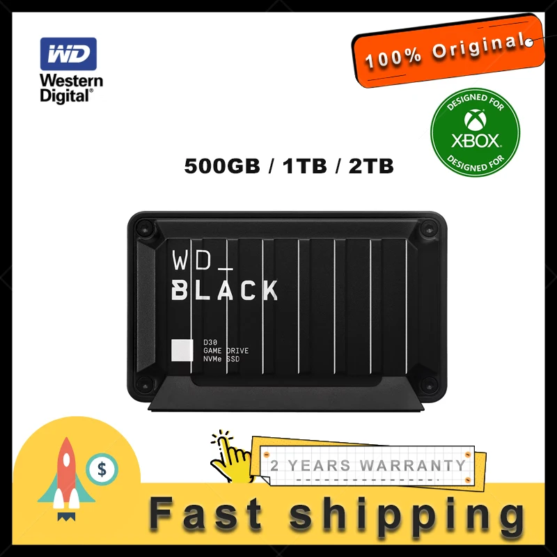 웨스턴 디지털 WD_BLACK D30 게임 드라이브 SSD 500GB/1TB/2TB 휴대용 외장 SSD (Xbox 및 PC용) - 최대 900MB/s