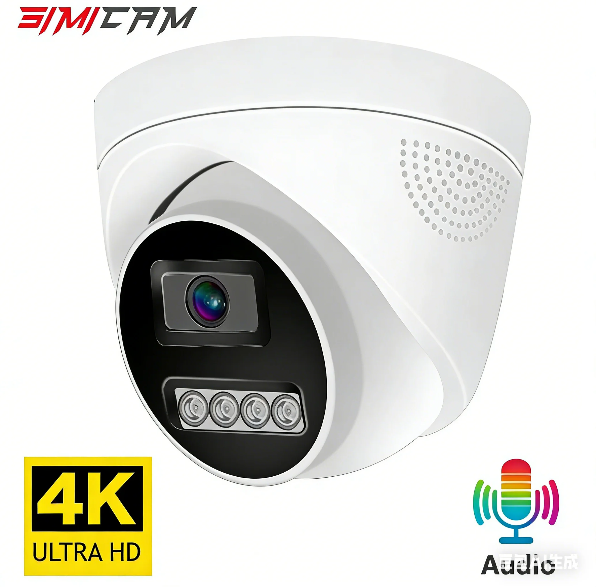 4K 8MP 4MP POE IP Dome Camera, H.265 Audio Security Camera, ONVIF, IR Night Vision, Human Detection, 48V POE CCTV Surveillance C 1