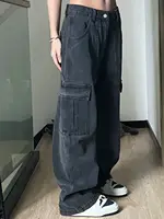 American Vintage Cargo Pants Women Retro Vibe Style Loose Fit Multi Pocket Denim Trousers Casual Straight Leg Workwear Fashion - Image 2