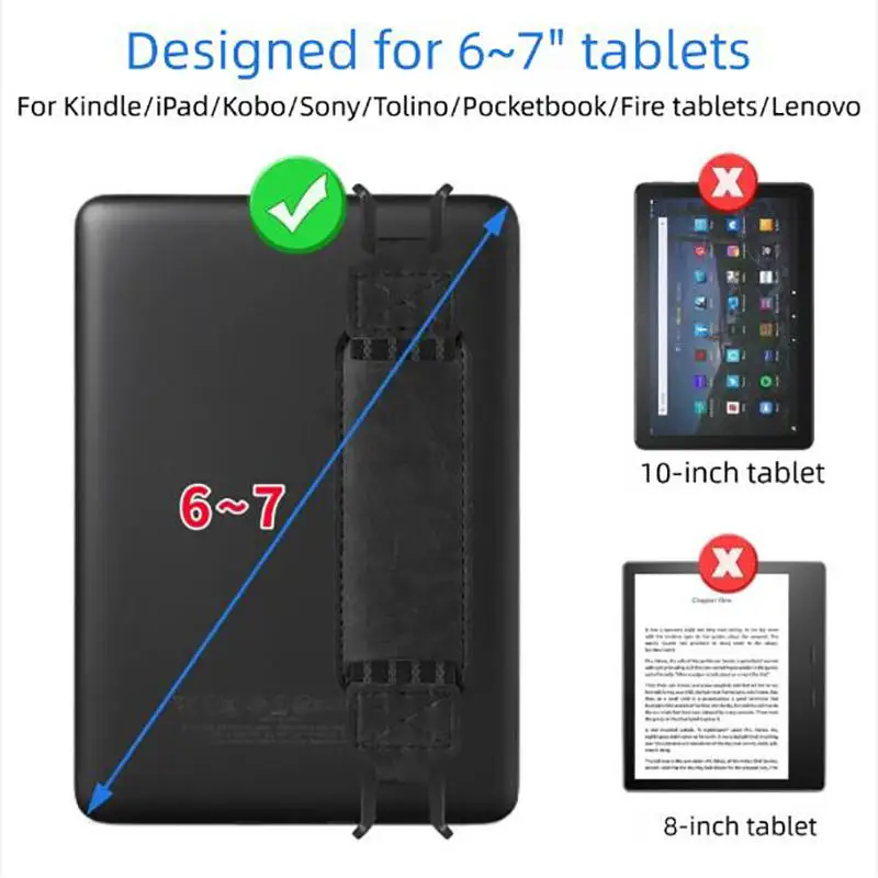 Universal Leather Tablet Hand Strap with Elastic Anti-Drop Secure Grip