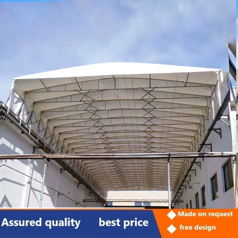 Basketball court roof electric push-pull shed retractablerack awning swimming pool electric awning