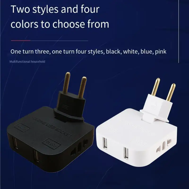 Adjustable EU Extension Plug Electrical Adapter With USB For Mobile Phone Charging Converter Socket
